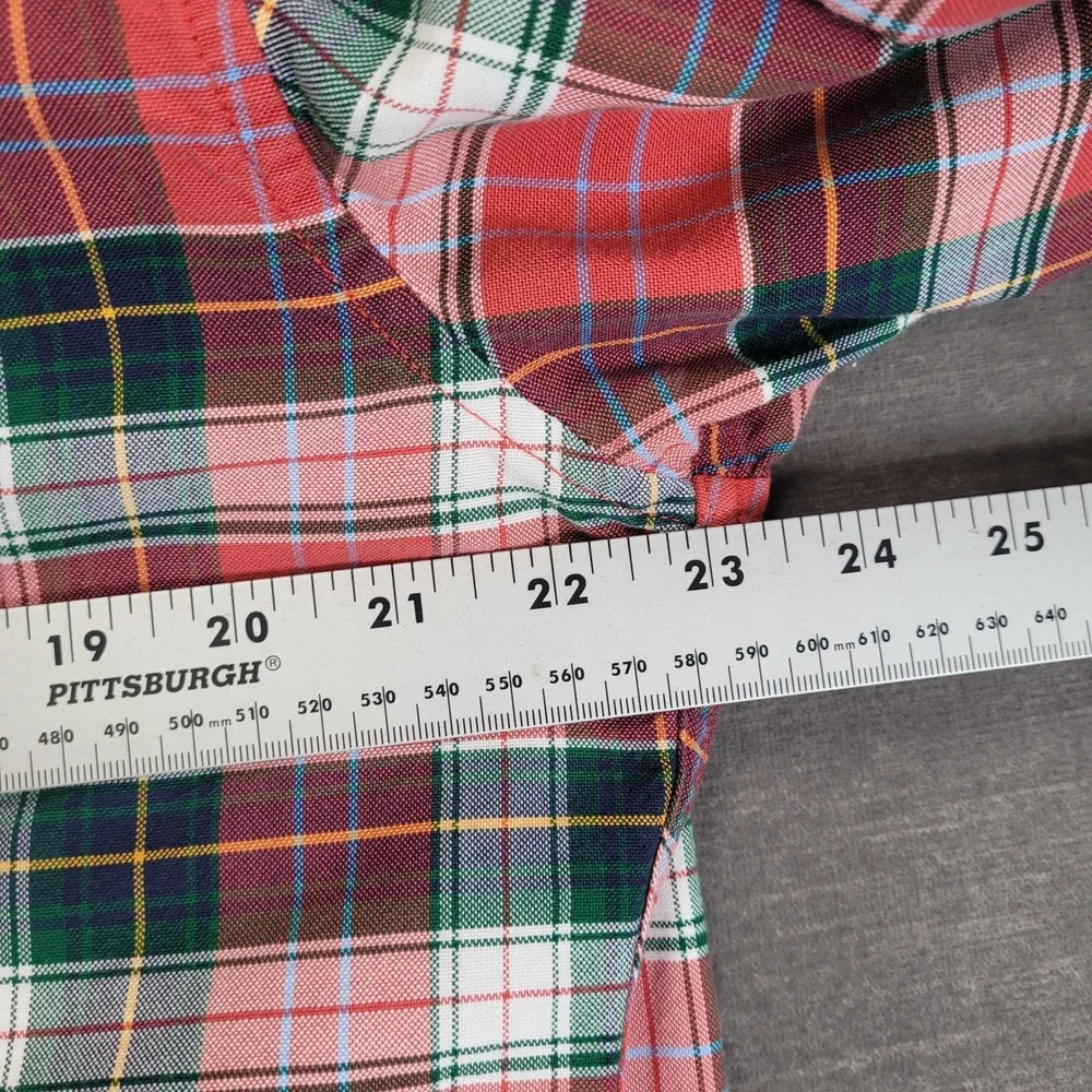 Lot of 2 J.Crew Y2K Mens LT Large Tall Plaid Oxford Button Down Shirts Red Multi
